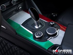 Alfa Romeo Stelvio Center Console Trim Set - Carbon Fiber - Two Piece Kit - Italian Theme - Pre '20 - Feroce Carbon Alfa Romeo Stelvio Center Console Trim Set - Carbon Fiber - Two Piece Kit - Italian Theme - Pre '20 - Feroce Carbon